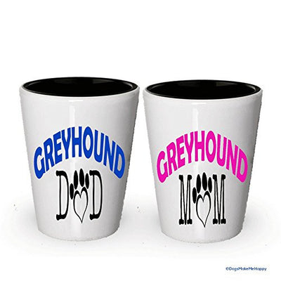 Greyhound Dad and Mom Shot Glass - Gifts for Greyhound Couple